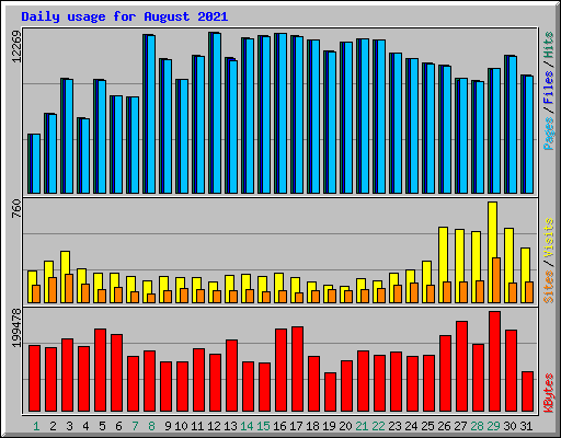 Daily usage for August 2021