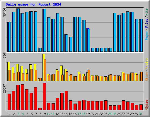 Daily usage for August 2024