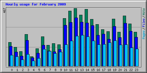 Hourly usage for February 2009